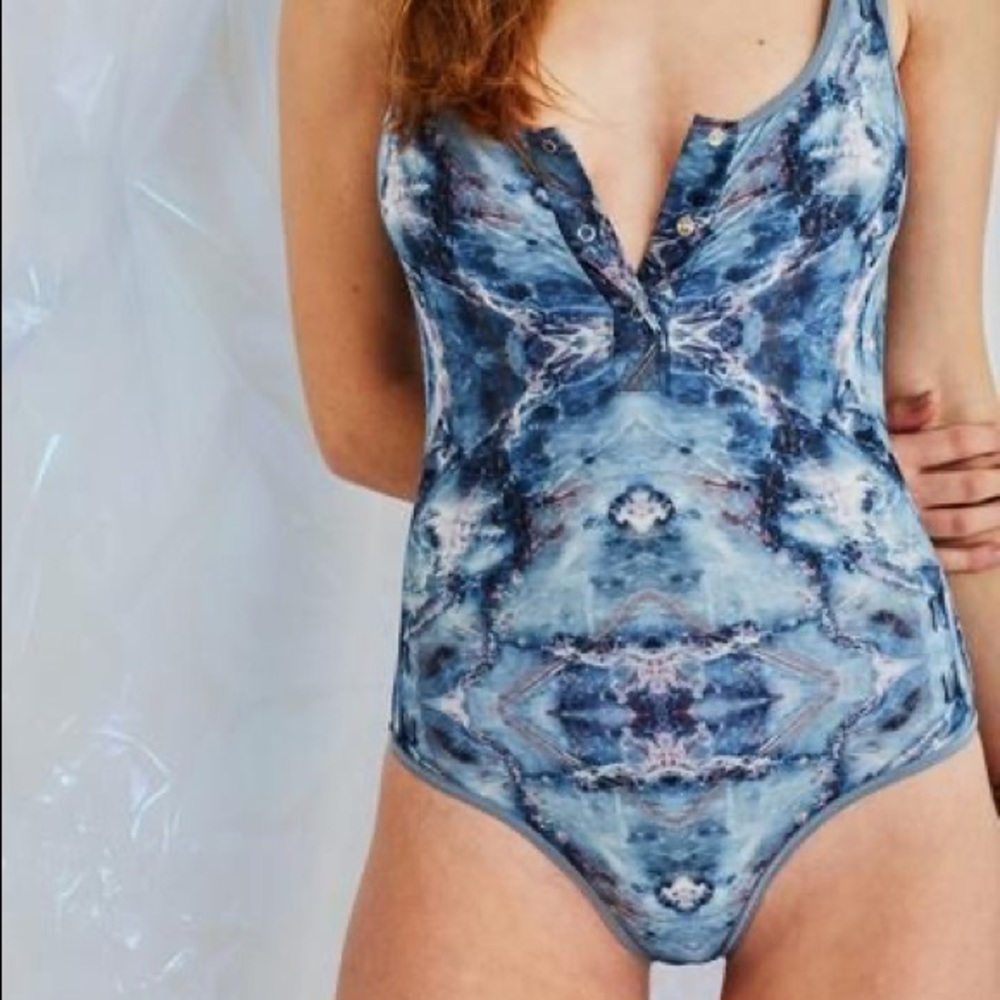 Negative Underwear Silky Bodysuit Blue Calcite